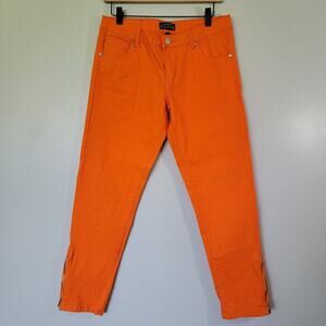 Halloween Pumpkin Orange Pants Womens Juniors Sz 11 Skinny Zipper Ankle Cosplay